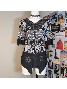Paisley Floral Embellished Blouse Vintage Whimsygoth